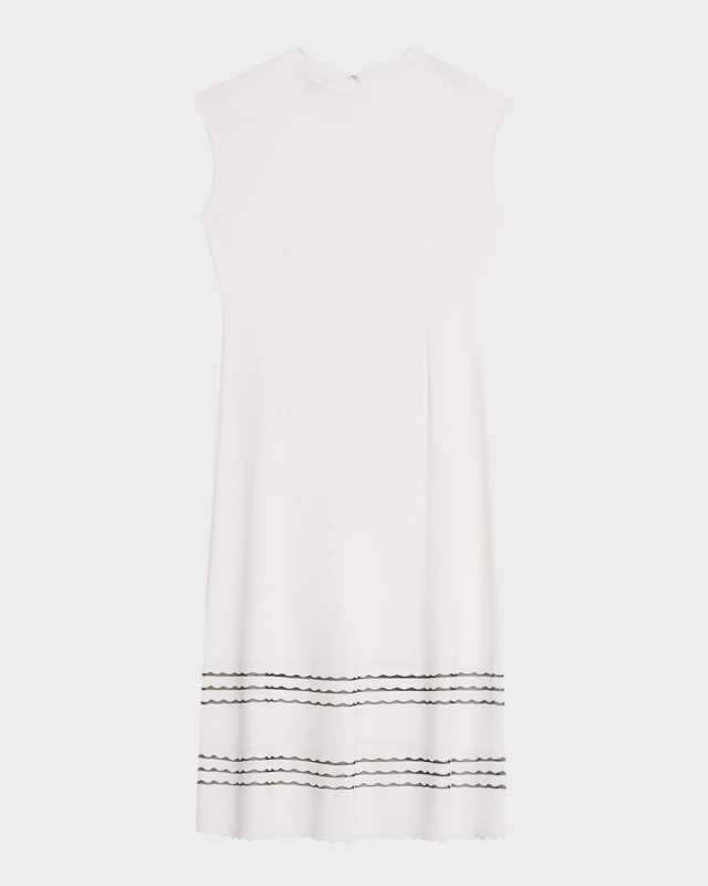 Sleeveless Scalloped Knit A-Line Midi Dress